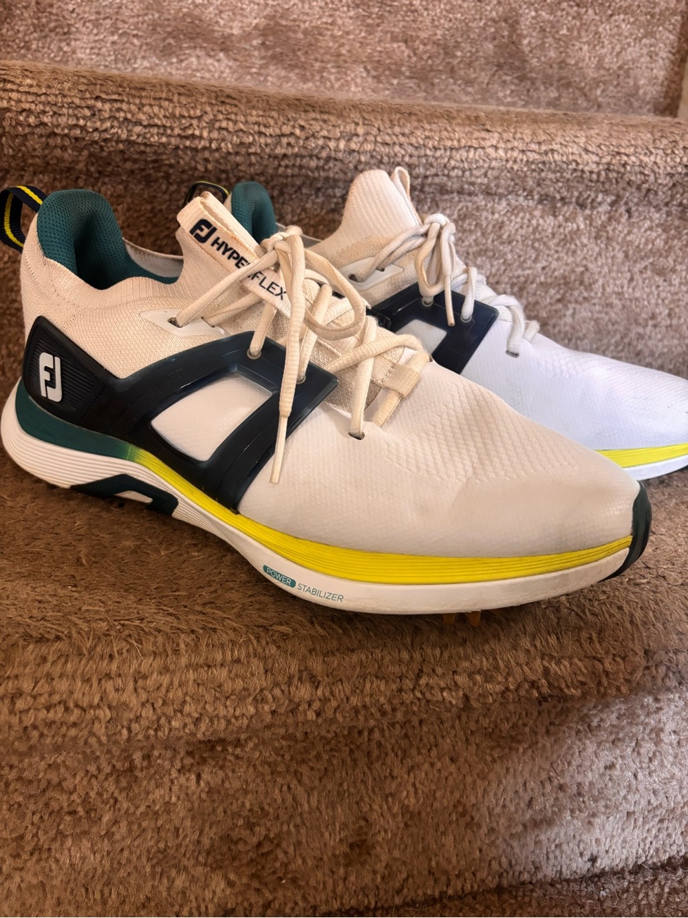 FootJoy HyperFlex Golf Shoes White Lime Blue 51075 Mens Size 9 FJ Sneaker Sport